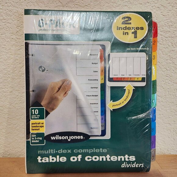 Wilson Jones Table Of Contents 3 Ring Binder Professional Dividers 10 tab 6 Pack - Picture 1 of 2